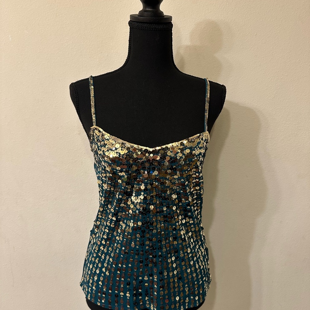 H&M Teal Sequin Fitted Camisole